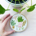 Tamar Pink & Green Houseplants Printed Embroidery Kit - 4in
