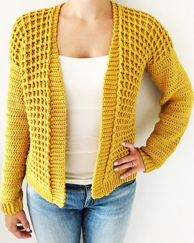 CROCHET CARDIGAN PATTERN / Waffle Stitch Cardigan -  Canada