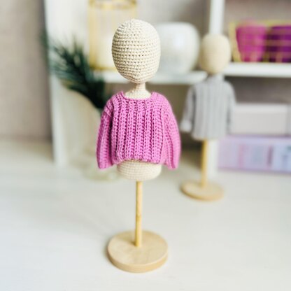 Crochet doll basic sweaters, amigurumi doll clothes, crochet doll sweater