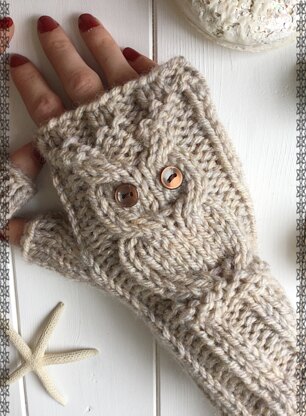 Owl fingerless mitts