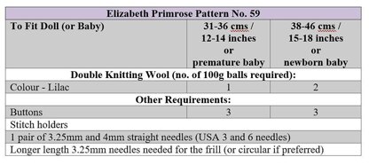 Triple Frill Doll Dress and Hat Knitting Pattern P59 – Elizabeth Primrose Patterns