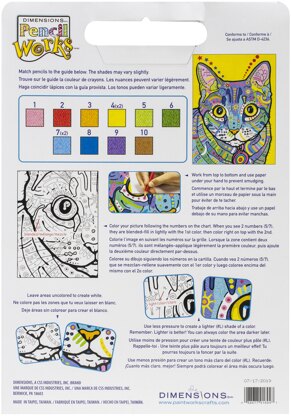 Dimensions Pencil Works Color By Number Kit 9"X12" - Colorful Cat