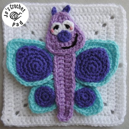 Butterfly Applique/Embellishment Crochet * Butterfly, Garden Bugs collection including free base square pattern