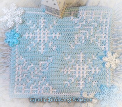 Winter Snowflakes - mosaic crochet square
