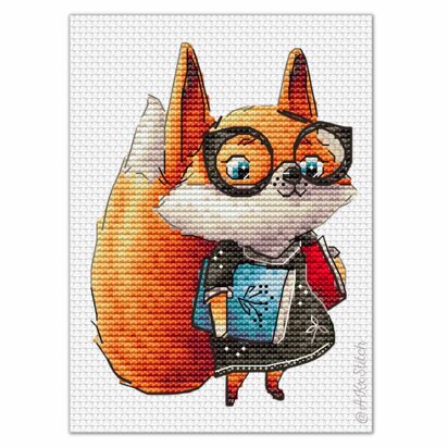 Smart Fox Student Cross Stitch PDF Pattern