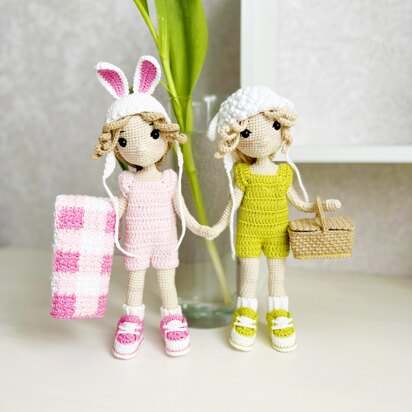 Amigurumi doll, amigurumi pattern, crochet doll, crochet doll clothes, Easter picnic