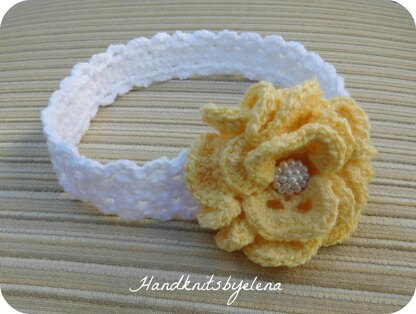 Yellow Rose Crochet Headband