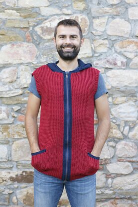 BERGI RUSTIC CARDIGAN VEST in cotton for men