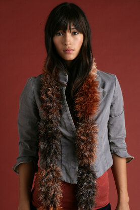 Knit Segment Scarf in Lion Brand Wool-Ease and fun fur - 50864AD