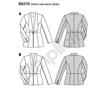 Burda Style Women's Blazers B6376 - Paper Pattern, Size 8-18