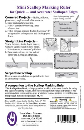 Marti Michell Ruler Mini Scallop 2in 3in 4in 5in Quilting Template