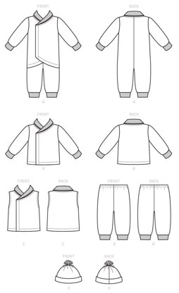 McCall's Infants Bunting, Jacket, Vest, Pants and Hat M7827 - Paper Pattern, Size NB-S-M-L-XL