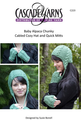 Cabled Cozy Hat & Quick Mitts in Cascade Baby Alpaca Chunky - C223