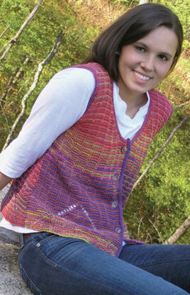 Faux Mitered Vest in Knit One Crochet Too Ty-Dy - 1864 - Downloadable PDF