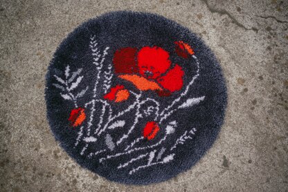 Vervaco Poppies Latch Hook Shaped Rug Kit - 55 x 55 cm