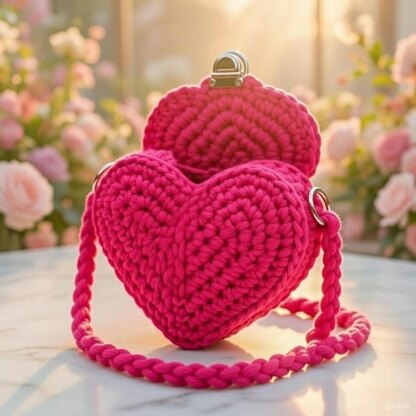 Crochet Heart Bag Pattern PDF + Video Tutorial – Shoulder Handbag
