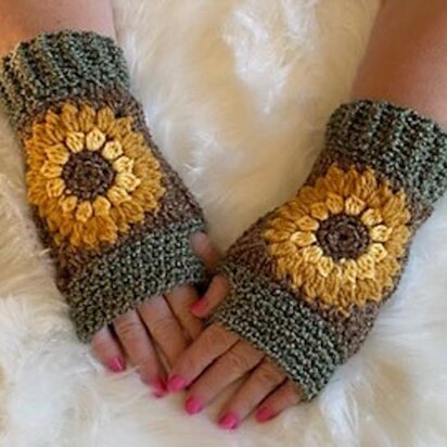 Sunflower Fingerless Gloves