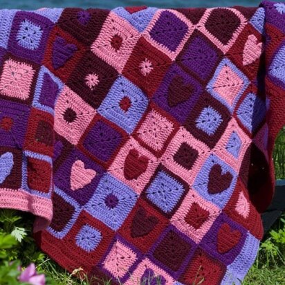 Happy Hearts Afghan in Red Heart Super Saver Economy Solids - WR1659