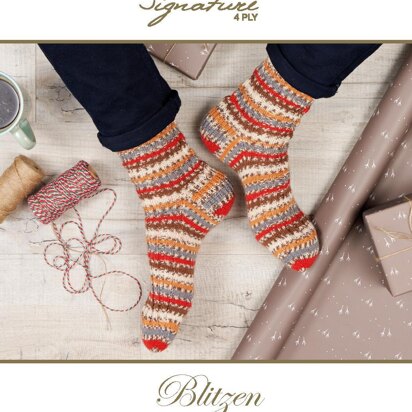 Blitzen Paperchain Cable Pattern Socks in Signature 4ply Robin in West Yorkshire Spinners - DBP0091 - Downloadable PDF