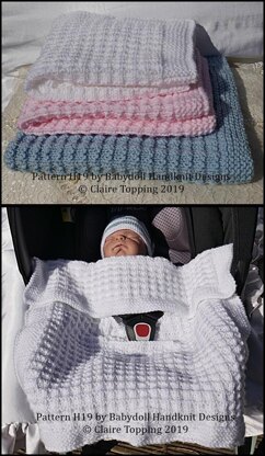 Simple waffle style blanket in two sizes and car seat blanket