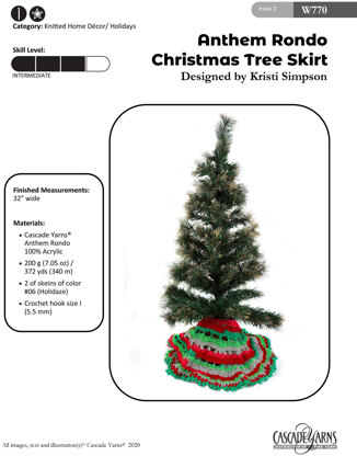 Christmas Tree Skirt in Cascade Yarns Anthem Rondo - W770 - Downloadable PDF