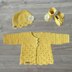 Daisy Baby Cardigan Hat and Booties Set
