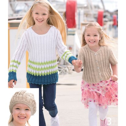 Girls Lace Sweater, Cardigan & Hat in Paton Smotthie DK - PBN0000-05373 - Downloadable PDF