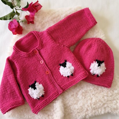Baby Sheep Cardigan and Hat