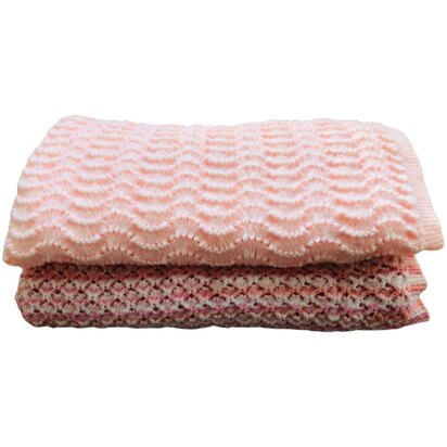 2 Baby Blankets, Wiggly Curves & Gentle Waves