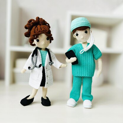 Amigurumi doll, crochet doctor, amigurumi doctor doll, doctor doll, doll clothes crochet pattern, Doctors