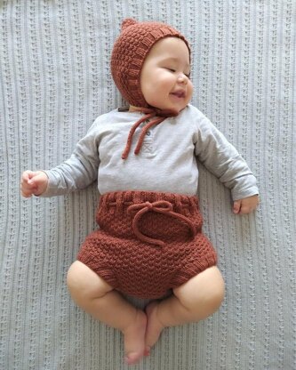 Kids Knitting Pattern | Mossy Baby Cardigan, Pants, Bloomers, Hat and Pixie Hat | Top Down Cardigan | 0-24 Months