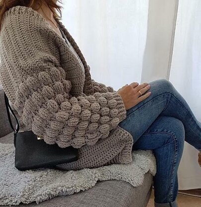 Grey bobble sleeve cardigan best sale