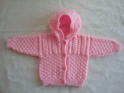 Diamond and cable baby hoodie
