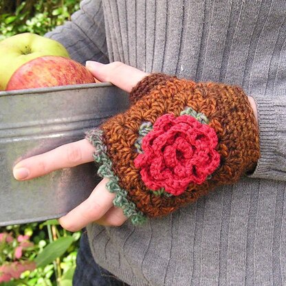 Rose granny square mitts