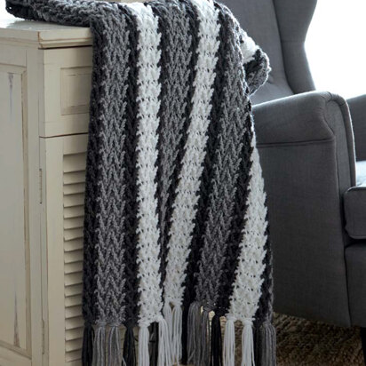 Arrowhead Striped Afghan in Caron United - Downloadable PDF