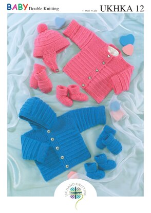 UKHKA 12 Jacket, Cardigan, Hat, Mittens and Bootees - UKHKA12pdf - Downloadable PDF