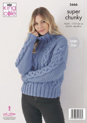 Sweaters Knitted in King Cole Timeless Super Chunky and Timeless Classic Super Chunky - 5666 - Downloadable PDF