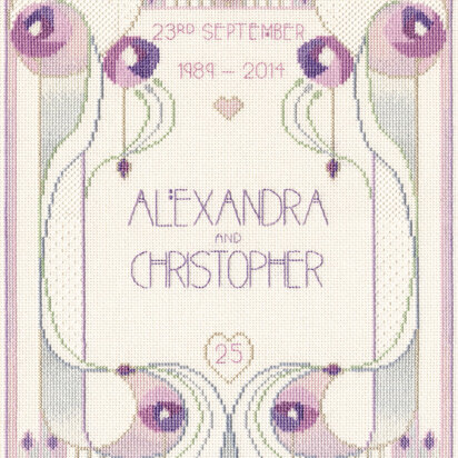 Derwentwater Designs Wedding or Anniversary Sampler Cross Stitch Kit - 28.5cm x 22.5cm