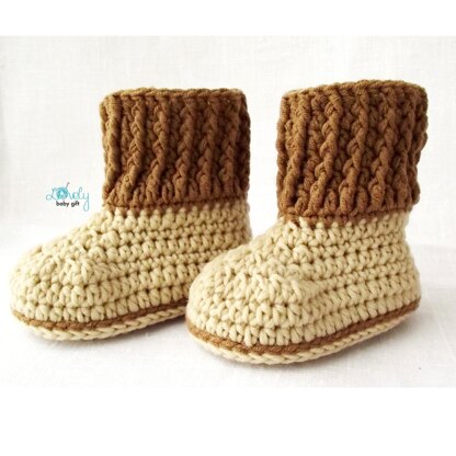 Cuffed Baby Booties Crochet Pattern