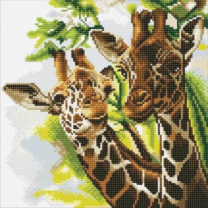 Crystal Art Kit (Medium) - Friendly Giraffes Diamond Painting Kit - 11.8" x 11.8"