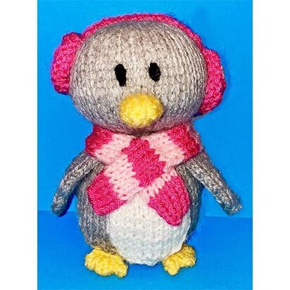 Penny Penguin orange cover /14cm Christmas toy - knitting pattern