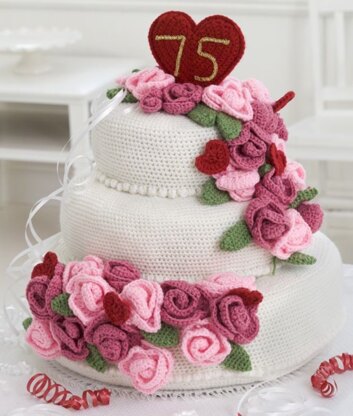 Anniversary Rose Cake in Red Heart Super Saver Economy Solids - LW2468