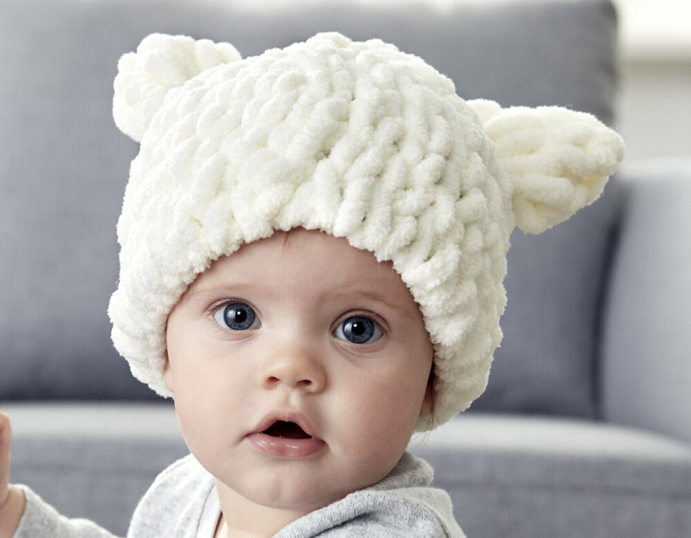 Baby Bear Hat in Bernat Alize Blanket EZ Downloadable PDF