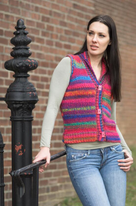 Woman’s Shawl Collar Vest in Plymouth Yarn Bazinga - 2106 - Downloadable PDF