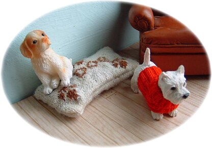 1:12th scale dog jumper and cushion