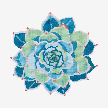 Turquoise Echeveria Succulent in DMC - PAT0563 - Downloadable PDF