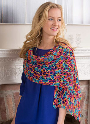 Happy-Go-Lacy Shawl in Red Heart Heart & Sole - LW4829 - Downloadable PDF