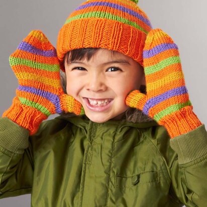 Striped Basic Hat and Mittens in Patons Canadiana