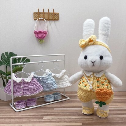 Dress-up Bunny Amigurumi Tulip Outfit set crochet pattern # DUBA-01.02 | cute rabbit crochet toy, crochet plushie, removable clothes doll