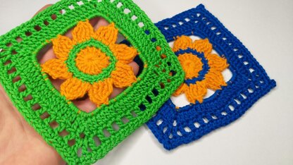 Crochet granny square is for blankets, coasters or home decor
